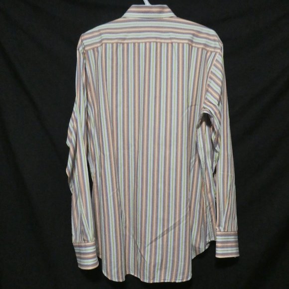 TD THOMAS DEAN | large | Striped Button Down Long Sleeve Shirt | 100% Cotton - Picture 2 of 16